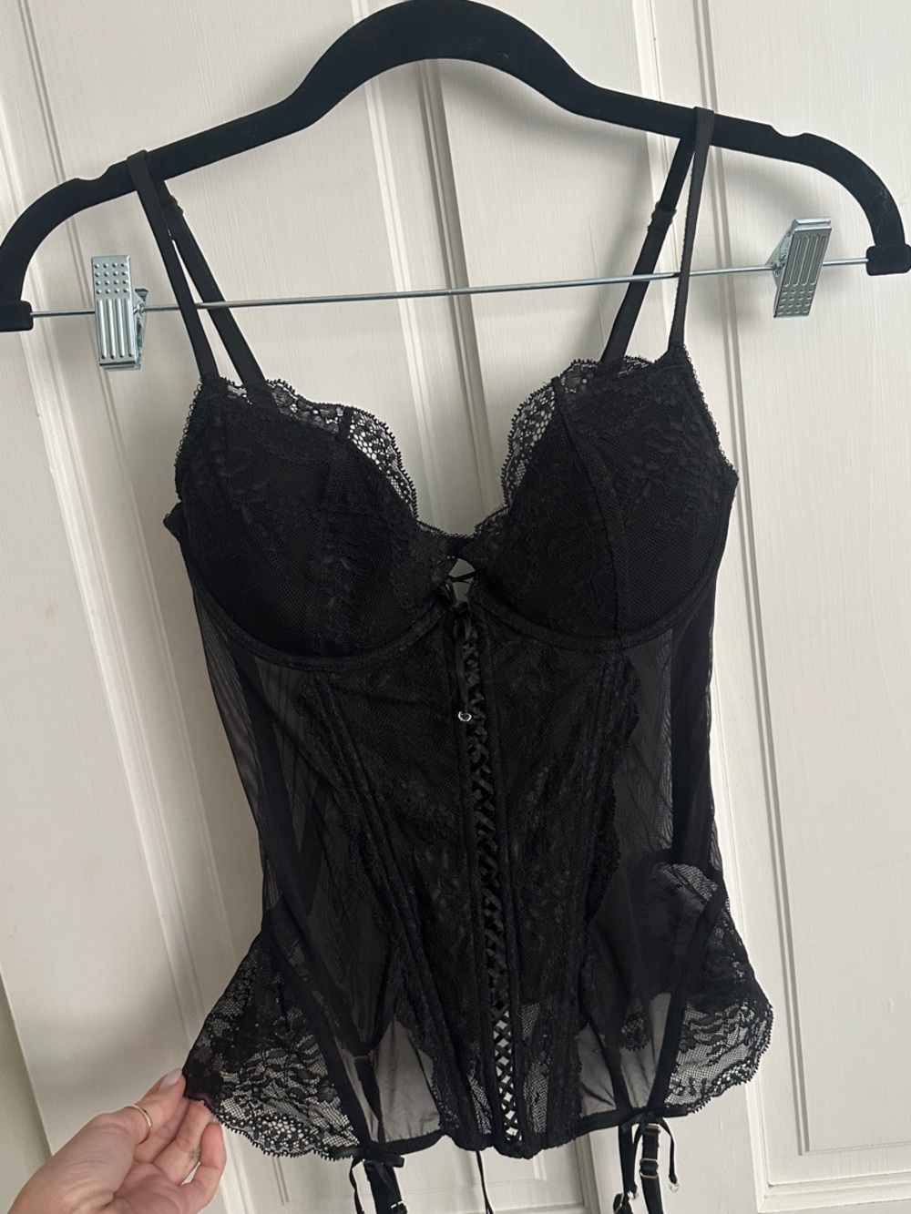 Victoria's Secret Black Lace Bustier with Garter Straps